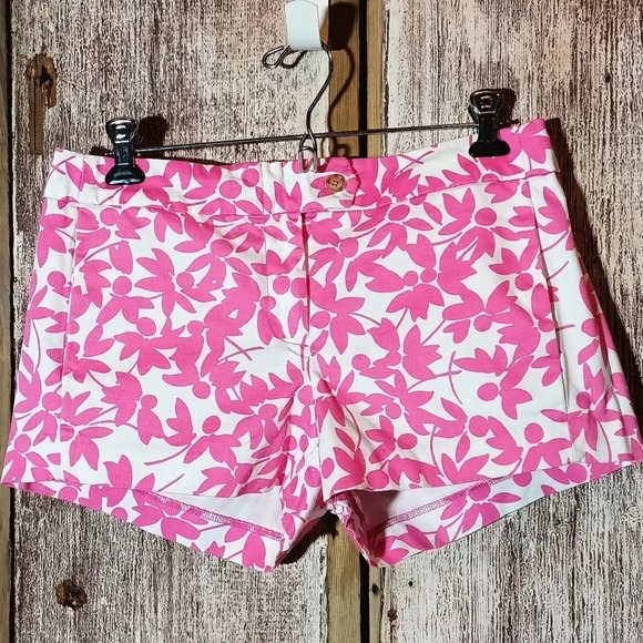 J. Crew Pants - J. Crew city fit stretch pink white flowers front/back pockets zip fly 4